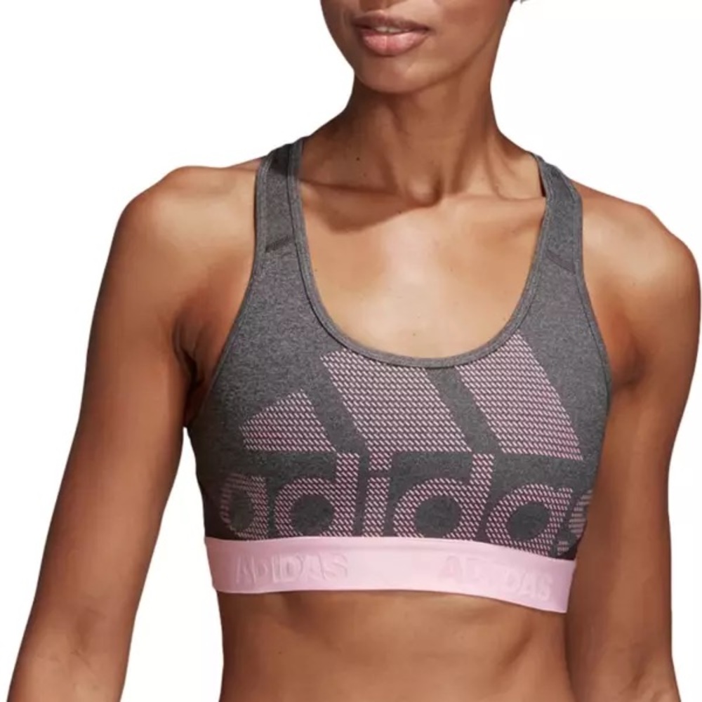 NWT Pink and Grey Sports Bra Non-Padded Adidas Don’t Rest Alphaskin - Picture 3 of 11
